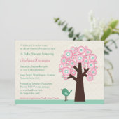 Modischer Kreisbaum und Vogel-Babypartyeinladung Einladung (Stehend Vorderseite)