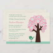 Modischer Kreisbaum und Vogel-Babypartyeinladung Einladung (Vorne/Hinten)