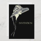 Modischer Lady-Hut Einladung (Vorne/Hinten)