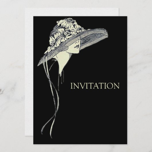 Modischer Lady-Hut Einladung (Vorne/Hinten)