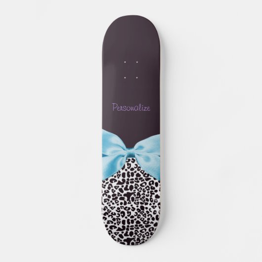 Modischer Leopard-Druck und blaues Band mit Namen Skateboard (Vorderseite)