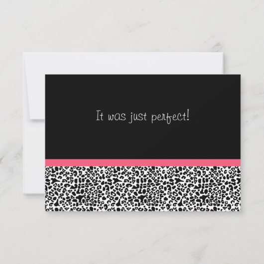 Modischer Leopard-Druck und rosa Band danken Ihnen Dankeskarte (Rückseite)