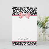Modischer Leopard-Druck und rosa Band mit Namen Briefpapier (Stehend Vorderseite)