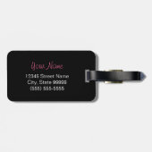 Modischer Leopard-Druck und rosa Band mit Namen Gepäckanhänger (Rückseite horizontal)