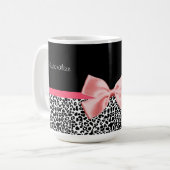 Modischer Leopard-Druck und rosa Band mit Namen Kaffeetasse (Vorderseite Links)