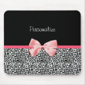 Modischer Leopard-Druck und rosa Band mit Namen Mousepad (Vorne)