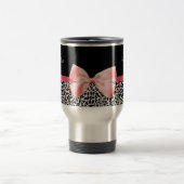 Modischer Leopard-Druck und rosa Band mit Namen Reisebecher (Mittel)