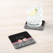 Modischer Leopard-Druck und rosa Band mit Namen Untersetzer (Rechte Seite)