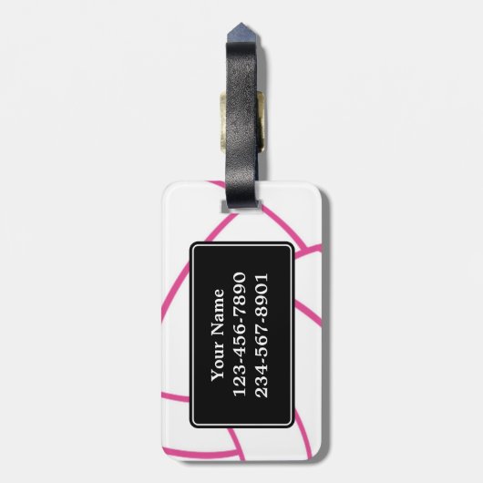 Modischer Monogramm-Volleyball-Gepäckanhänger Gepäckanhänger (Rückseite vertikal)