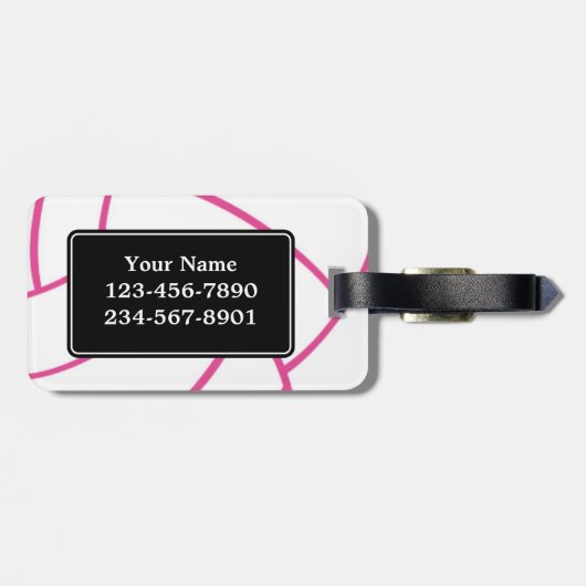 Modischer Monogramm-Volleyball-Gepäckanhänger Gepäckanhänger (Rückseite horizontal)