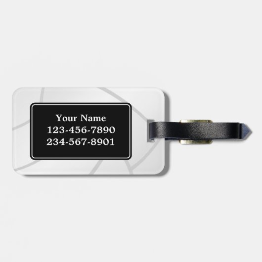 Modischer Monogramm-Volleyball-Gepäckanhänger Gepäckanhänger (Rückseite horizontal)