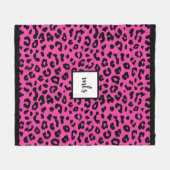Modischer Pink-Leopard-Tierdruck-Monogramm Fleecedecke (Vorderseite (Horizontal))