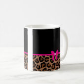 Modischer Pink-und Schwarz-Leopard-Bogen Kaffeetasse (VorderseiteRechts)