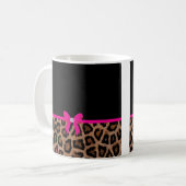 Modischer Pink-und Schwarz-Leopard-Bogen Kaffeetasse (Vorderseite Links)