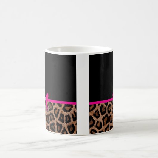 Modischer Pink-und Schwarz-Leopard-Bogen Kaffeetasse (Mittel)