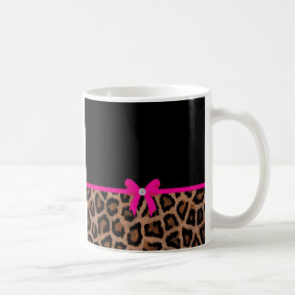 Modischer Pink-und Schwarz-Leopard-Bogen Kaffeetasse