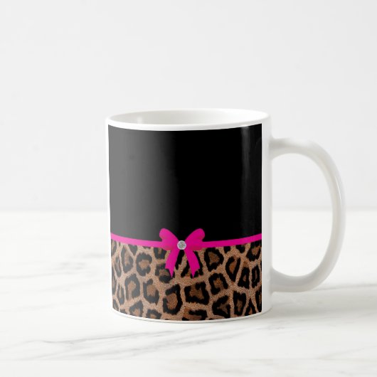 Modischer Pink-und Schwarz-Leopard-Bogen Kaffeetasse (Rechts)