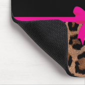 Modischer Pink-und Schwarz-Leopard-Bogen Mousepad (Ecke)