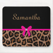 Modischer Pink-und Schwarz-Leopard-Bogen Mousepad (Vorne)