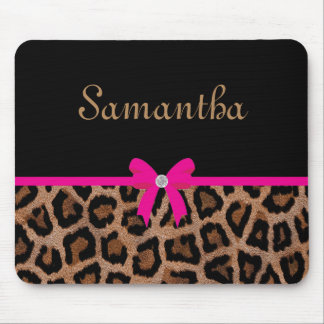 Modischer Pink-und Schwarz-Leopard-Bogen Mousepad