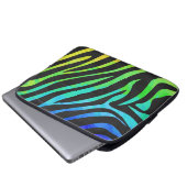 Modischer Regenbogen-und schwarzer Zebra-Tierdruck Laptopschutzhülle (Vorne Knopf)