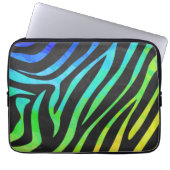 Modischer Regenbogen-und schwarzer Zebra-Tierdruck Laptopschutzhülle (Vorderseite)