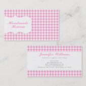 Modischer rosa Gingham Visitenkarte (Vorne/Hinten)