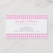 Modischer rosa Gingham Visitenkarte (Rückseite)