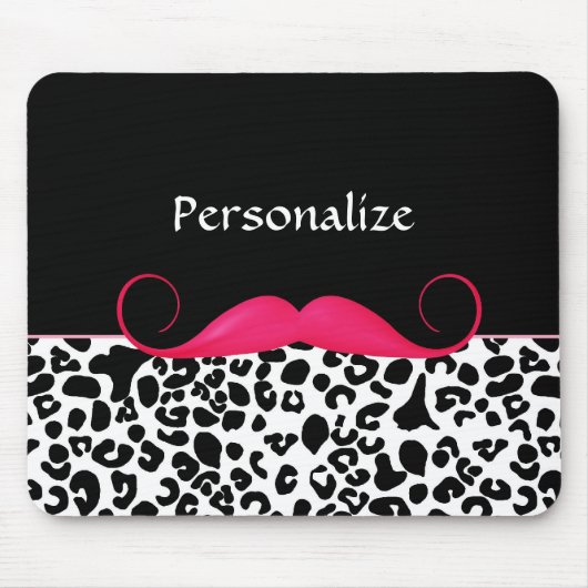 Modischer rosa Schnurrbart-Girly Leopard-Druck mit Mousepad (Vorne)