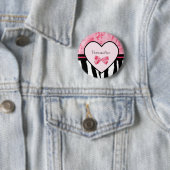 Modischer rosa und schwarzer Zebra-Muster-Bogen Button (Beispiel)