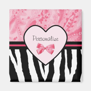 Modischer rosa und schwarzer Zebra-Muster-Bogen Magnet