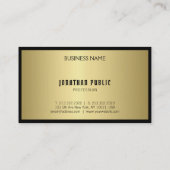 Modischer Schwarz-Gold-Monogramm-Glamour Schlicht Visitenkarte (Rückseite)