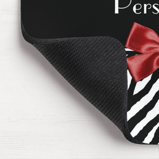 Modischer Schwarzweiss-Leopardzebra-Druck-roter Mousepad (Ecke)