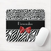 Modischer Schwarzweiss-Leopardzebra-Druck-roter Mousepad (Mit Mouse)
