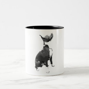 Modischer Schwarzweiss-Pitbullhund Zweifarbige Tasse