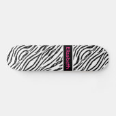 Modischer Schwarzweiss-Tiger Stripes rosa Namen Skateboard (Horizontal)