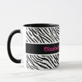 Modischer Schwarzweiss-Tiger Stripes rosa Namen Tasse (Links)