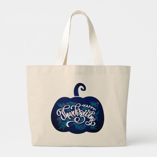 modischer Text auf Kürbis zum Erntedank  Jumbo Stoffbeutel (Rückseite)