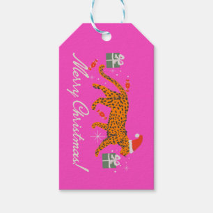 Modischer Tiger mit roten Lippen und einem Geschen Geschenkanhänger