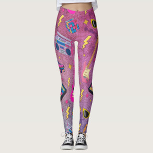 Modischer Trend der 80er Jahre, hübsche Neon-Pink- Leggings