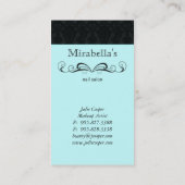 Modischer Visitenkarte-Damast-Strudel-blaues Visitenkarte (Rückseite)