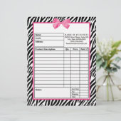 Modischer Zebra-Druck mit schickem rosa Briefkopf (Stehend Vorderseite)