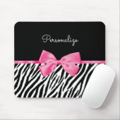 Modischer Zebra-Druck-schicker Pink-Bogen und Name Mousepad (Mit Mouse)