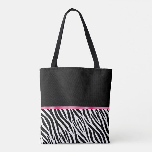 Modischer Zebra-Druck-schicker Pink-Bogen und Name Tasche (Rückseite)
