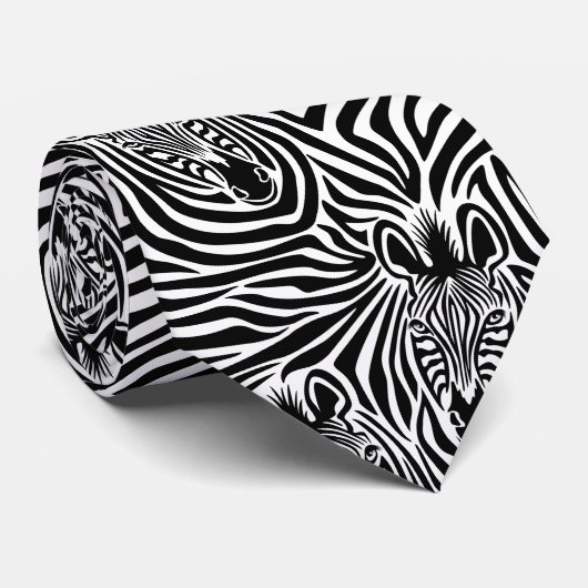 Modischer Zebra-Druck-Schwarzweiss-Muster Krawatte (Gerollt)
