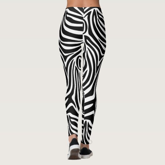 Modischer Zebra-Druck-Schwarzweiss-Muster Leggings (Rückseite)