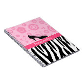 Modischer Zebra-Girly rosa Schuhe mit Namen Notizblock (Rechte Seite)