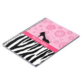 Modischer Zebra-Girly rosa Schuhe mit Namen Notizblock (Linke Seite)