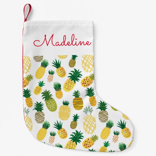 Modisches Ananas-Muster | addieren Ihren Namen Kleiner Weihnachtsstrumpf (Vorderseite)