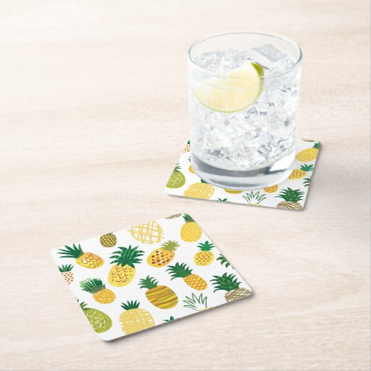 Modisches Ananas-Muster Rechteckiger Pappuntersetzer (Vor Ort)